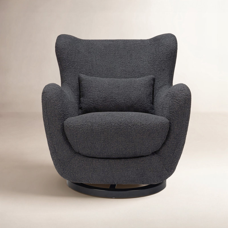 Solstice Swivel Glider in Boucle, Black Boucle