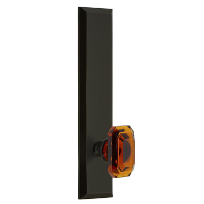 Grandeur Fifth Avenue Tall Plate Passage with Baguette Amber Crystal Door Knob