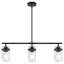 Éclairage d'îlot de cuisine noir, lustre linéaire moderne à 3 lumières avec abat-jour en verre martelé, luminaire suspendu à hauteur réglable de 29,52 po au-dessus de la table-131402010