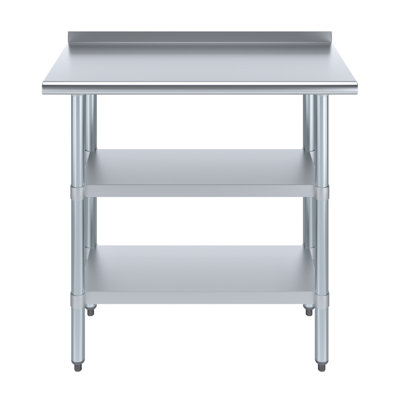 Stainless Steel Prep Table with 1.5 in. Backsplash and 2 Undershelves