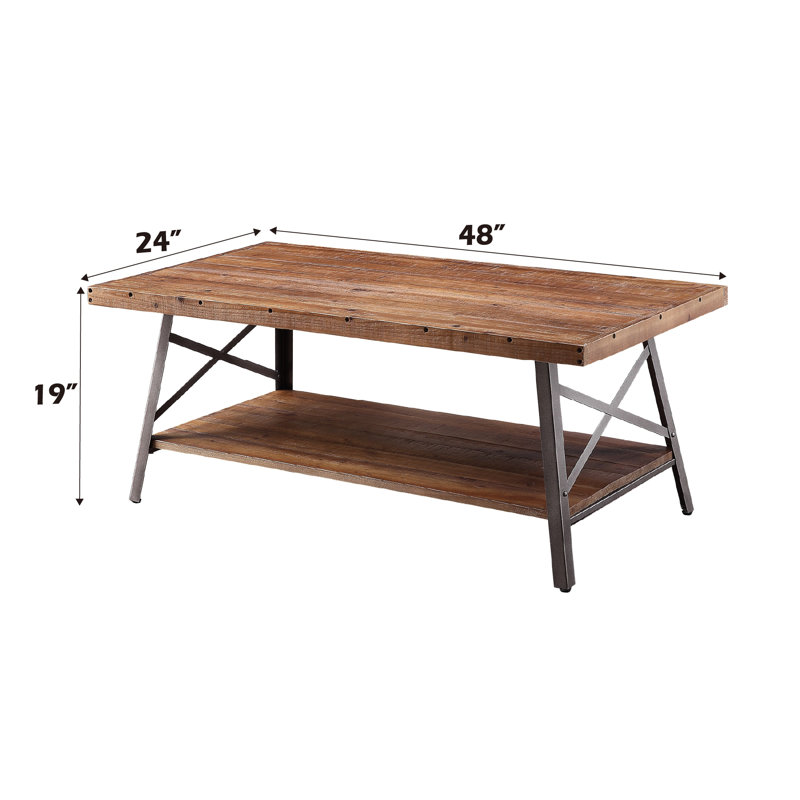 Table basse en chêne patiné et finition noir sablé