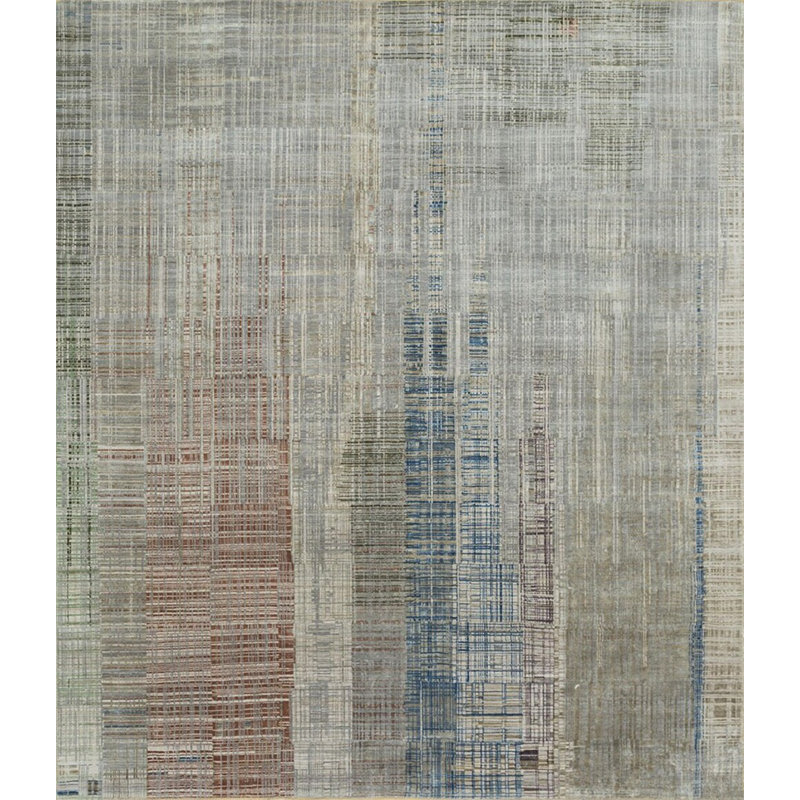 Contemporary One-of-a-Kind Rectangle 5'6" X 8' Hand Knotted Area Rug
