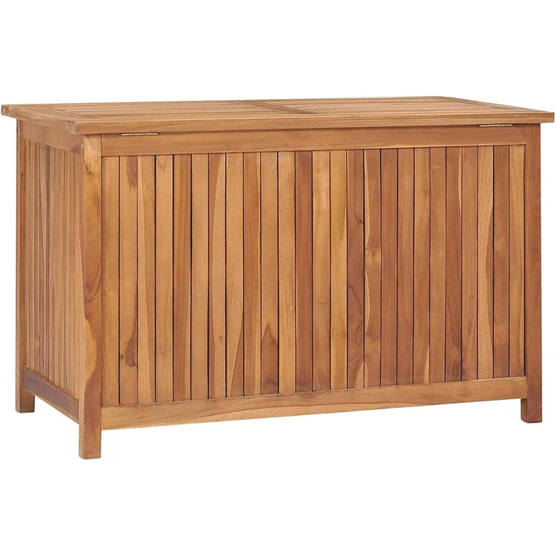 Grande boîte de rangement extérieure en bois - Boîte de rangement en teck massif avec doublure imperméable