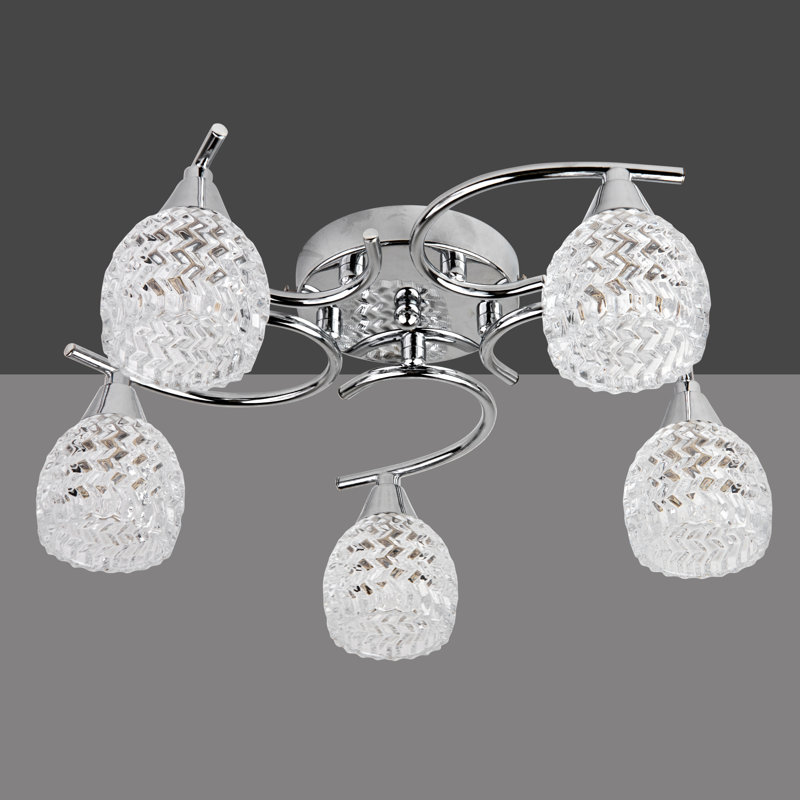 Burroughs 5 - Light Semi Flush Mount Ceiling Light Cut Glass for Low Ceilings, Chrome