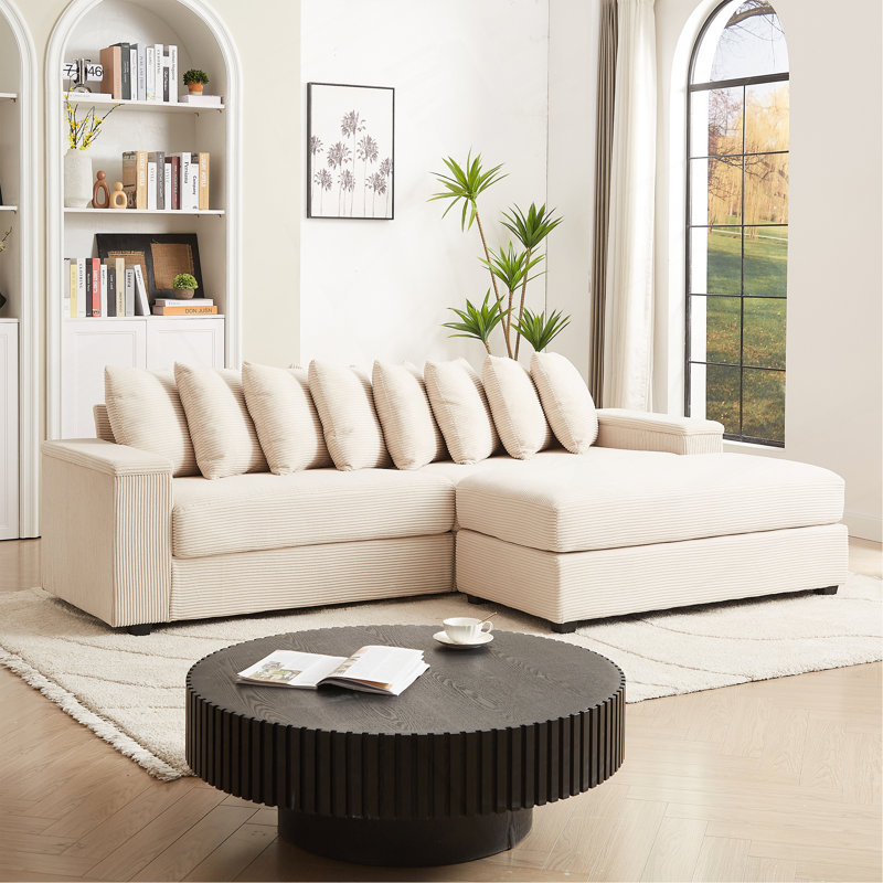 Canapé en L surdimensionné avec méridienne Luxe, Beige