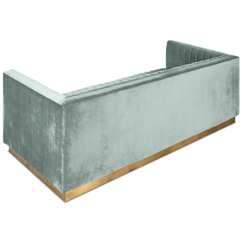 Dunigan 83'' Velvet Sofa, Light Blue