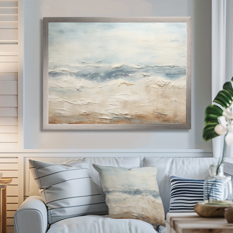 «Rasch - Coastal Ocean», reproduction d'art sur toile encadrée, H 30 po x l 40 po x P 1,5 po, Encadrement argenté