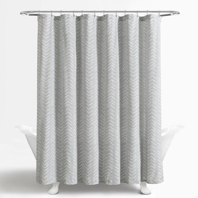 Cotton Blend Chevron / Zig Zag Shower Curtain