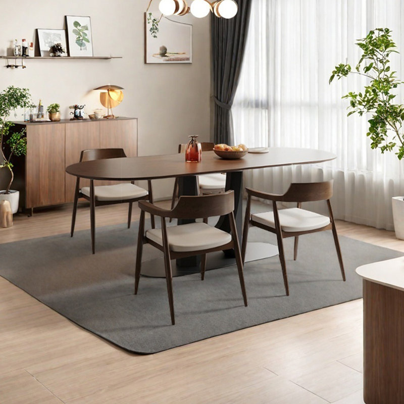 Solid wood ash oval dining table set, 29.53"H x 62.99"L x 31.5"W