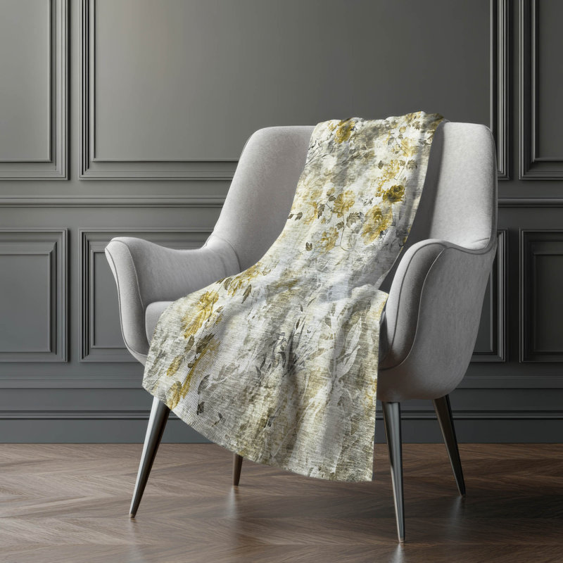 Jeté floral Sherpa ASB724 Addison, Motif floral taupe