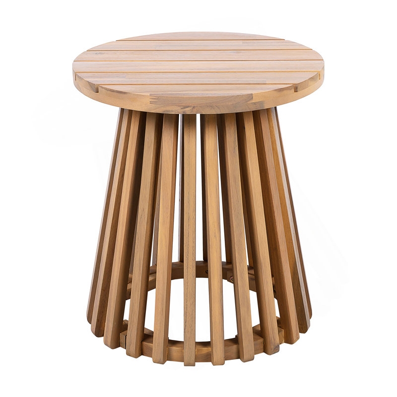 Outdoor Acacia Wood Patio Side Table With Rustic Elegance And Durable All-Weather Construction For Versatile Outdoor Use.