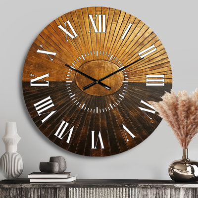 Bronze Brilliance Symetry IV - Abstract Shapes White Face Wall Clock