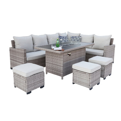 GALLE Wicker 9 - Person Garden Lounge Set with Cushions