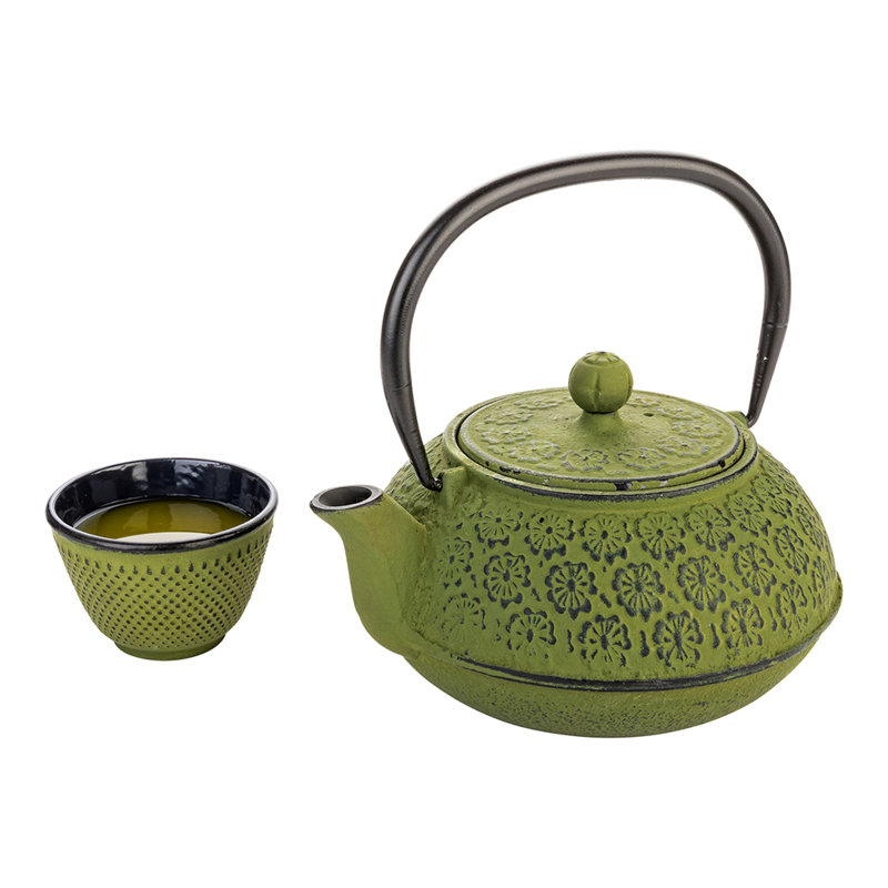 Fleurs de cerisier 30 oz Théière Stovetop Safe, Vert