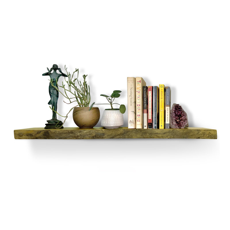 Nechemya Tablette flottante en bois dur - noyer, H 1,63 po x l 52 po x P 9 po, Naturel / naturel