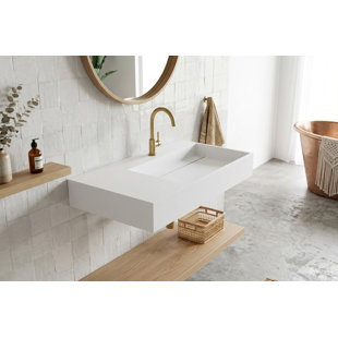 Lavabo de salle de bain mural rectangulaire 36 po avec drain dissimulé Juniper