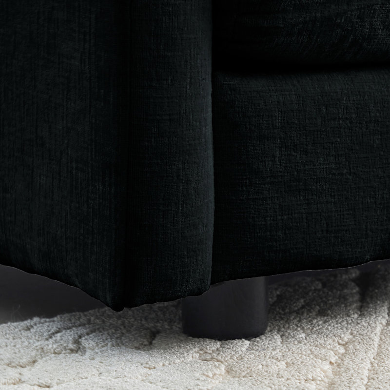 Ensemble en chenille noire: canapé confortable surdimensionné de 3 pièces pour le salon. Canapés 2 places. Cadre en bois. Matériau respirant avec éponge. Ensemble de sièges polyvalent, confort relaxant, facile à assembler
