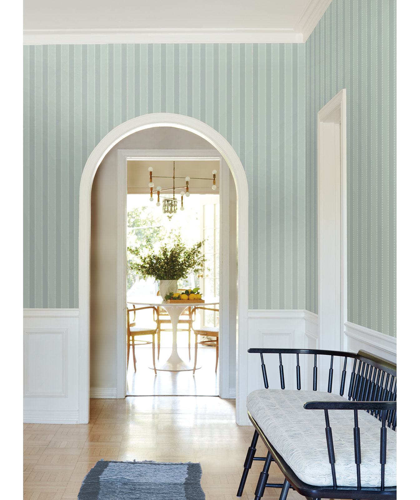 Awning Stripe Wallpaper Double Roll, Blue