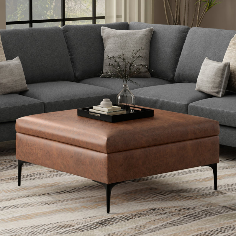 Repose-pieds de rangement pour table basse 36 po avec couvercle relevable Rebecca
