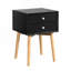 Table de chevet Mid-Century avec 2 tiroirs et pieds en bois d'hévéa-295393486