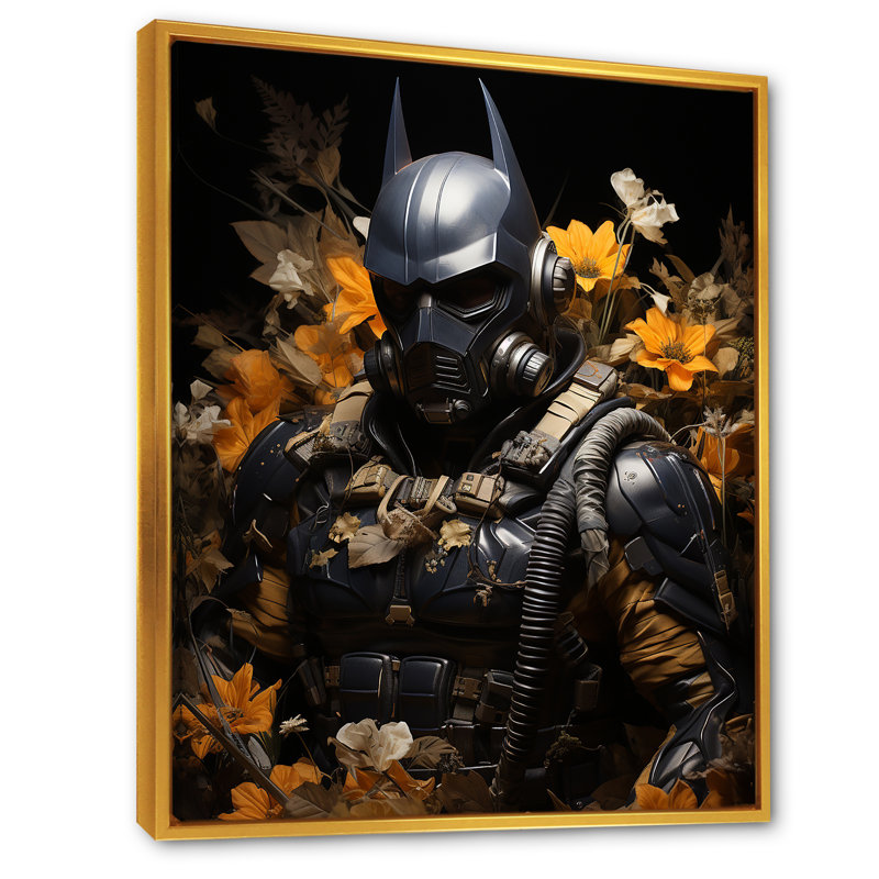 Gotham Greenery Batman Blooms - art mural Pop Art, H 40 po x l 30 po x P 1,5 po, Cadre flottant doré