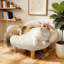 Ce canapé-lit pour animal de compagnie de style minimaliste dispose d'un extérieur blanc, de pieds en bois de pin massif et d'une housse intérieure en molleton amovible. Convient aux petits animaux de compagnie comme les chats et les chiens.