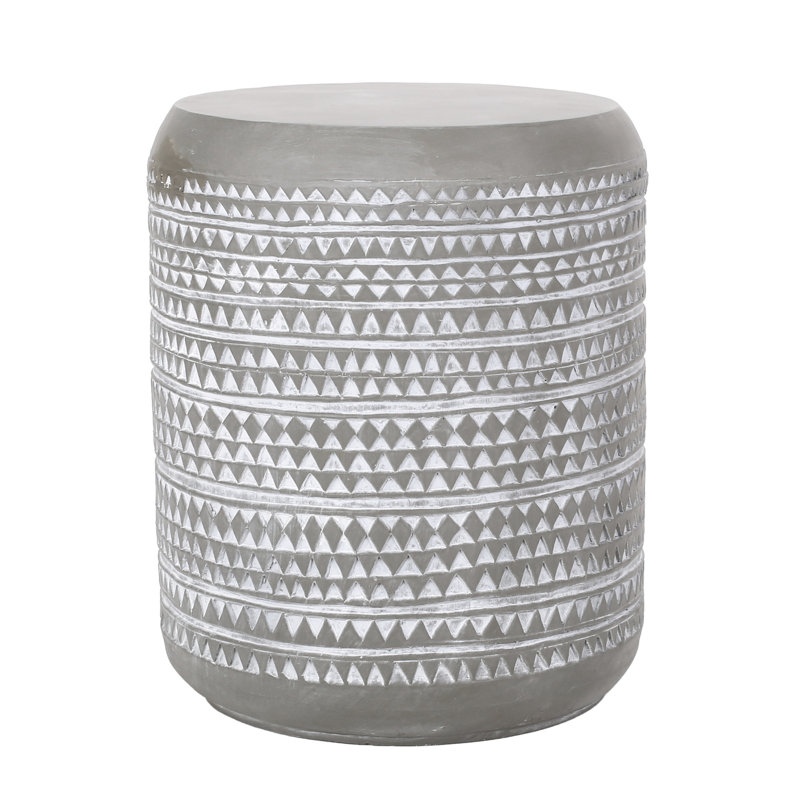 Lightweight Concrete Patio Side Table - Bohemian Flair. , Portable. No Assembly. 18.07" Height. White & Versatile. Assembly Required. 15.09"X15.09"X18.07