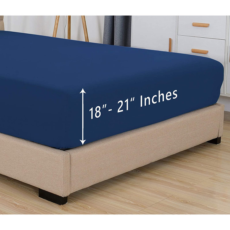 Microfiber Fitted Sheet, California king, Navy Blue
