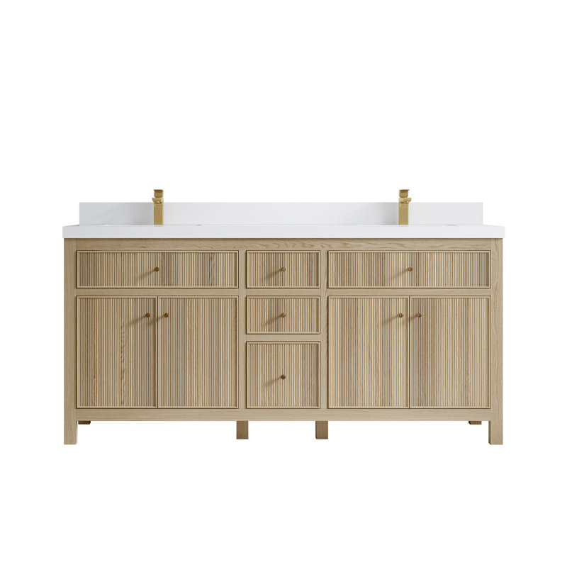 72'' Double Bathroom Vanity with Quartz Top, White