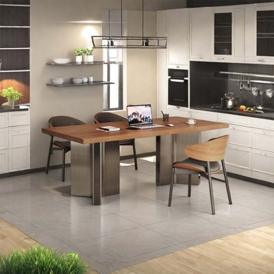 Solid wood rectangular thickened island dining ta