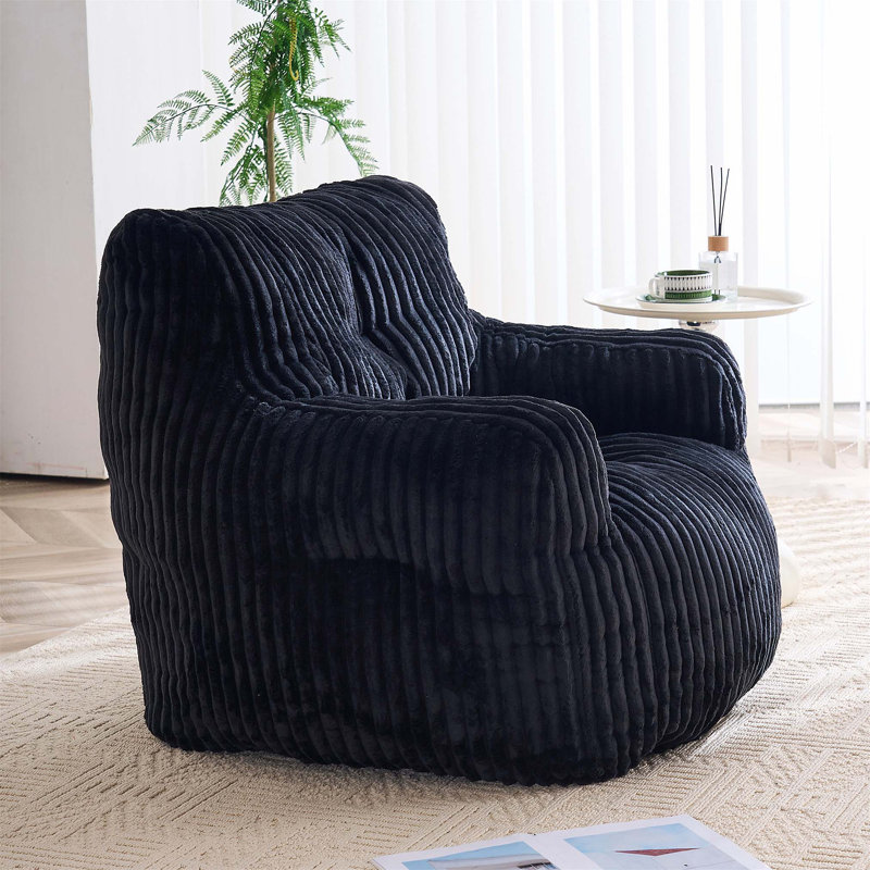 Fauteuil à billes en velours côtelé avec bourre en mousse mémoire pour un confort et un soutien ultimes, Velours côtelé noir