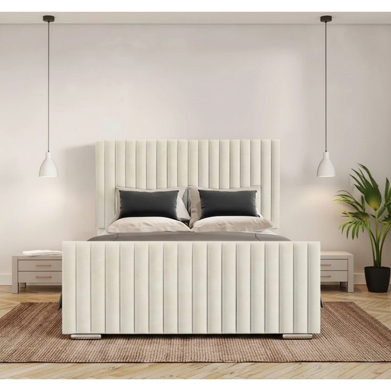 Abriyah Bed Frame, Kingsize (5'), Cream