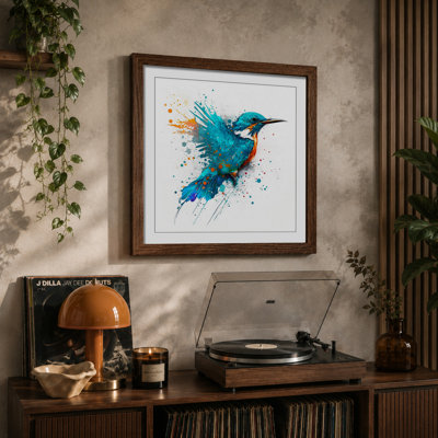 Kingfisher Splatter Art - Framed Print