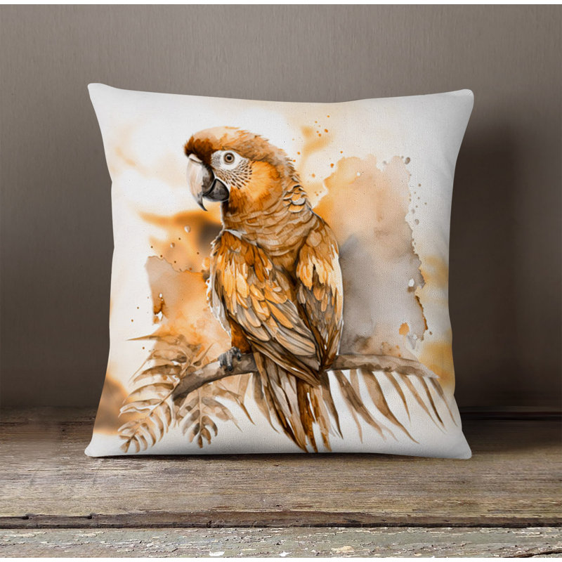 Throw Pillow With Insert, White/Orange 2, 18"H x 18"W