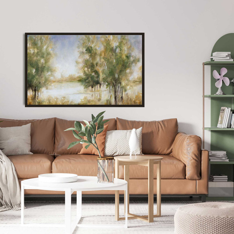 Waterway Grove par Carol Robinson - Peinture, L 63,5 po x H 39,5 po, Encadrement chocolat vieilli