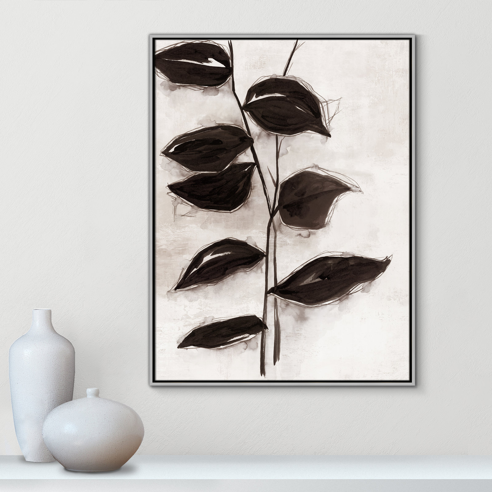 Leaves "Leaves I" Print, 41.5" H x 31.5" W x 2" D, Silver Framed