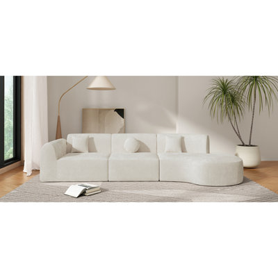 Ensemble de canapé modulaire incurvé moderne de qualité supérieure de 140 po, éponge à haute densité et méridienne, 3 pièces faisant face à la droite, idéal pour le salon