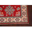 Tapis rouge / ivoire / bleu en laine noué à la main de conception unique 3 pi 4 po x 4 pi 11 po