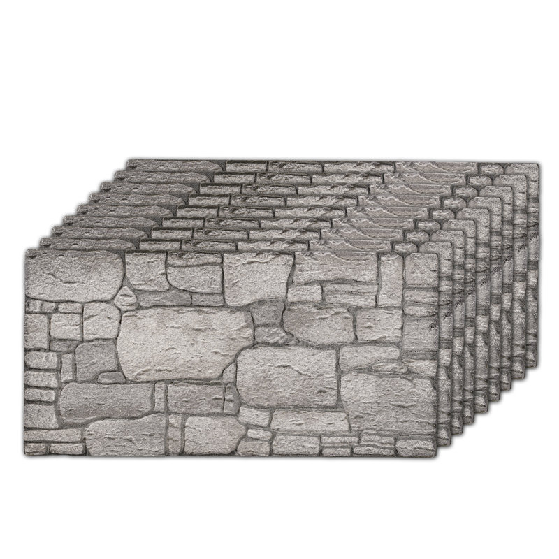 3D Faux Stone Wall Panels, Set of 9 (Covers 48 Sq Ft), 20" x 40" Foam Wall Cladding for Interior & Exterior Accent Walls