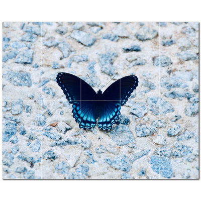 Murale en céramique satinée Butterfly Photo 4,25 po x 4,25 po