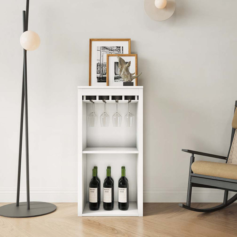 Armoire à vin avec tablettes de rangement et huche, Blanc