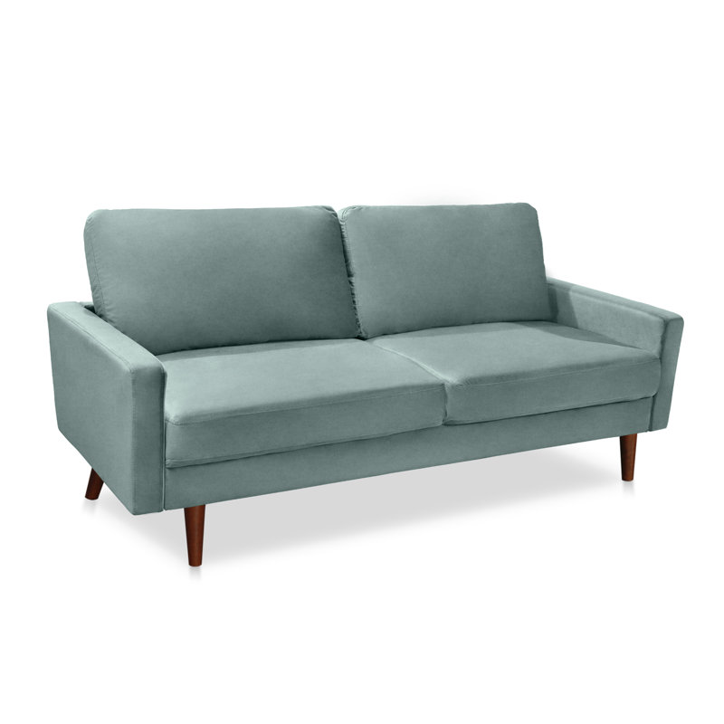 Causeuse Markham, Velours cyan grisâtre pâle, H 33 po x l 70 po x P 32 po