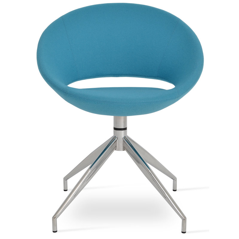 Crescent Metal Solid Back Side Chair, PPM Sky Blue