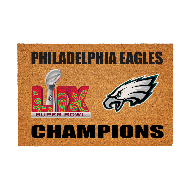 Grand tapis en fibre de coco Philadelphia Eagles Super Bowl 59 Champion, 36 po x 24 po