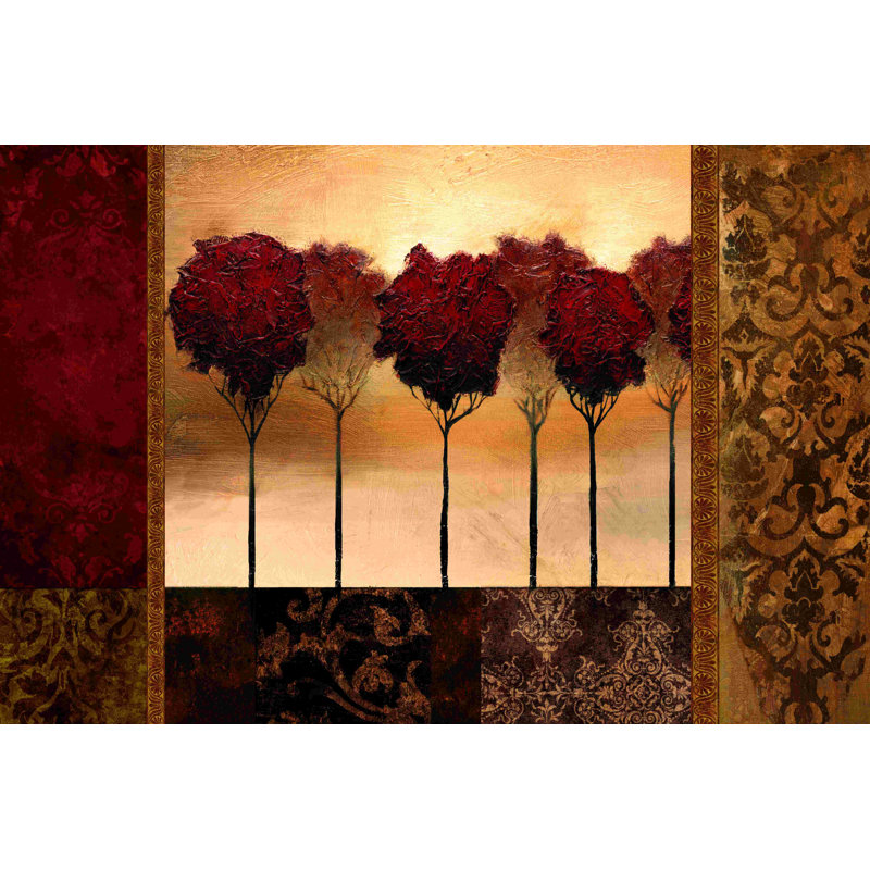 Transitional Red Trees - Wrapped Canvas Graphic Art, 32" H x 48" W