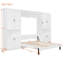 Lit escamotable Queen avec rangement, en bois MDF blanc, style moderne gain de place.-1600504727