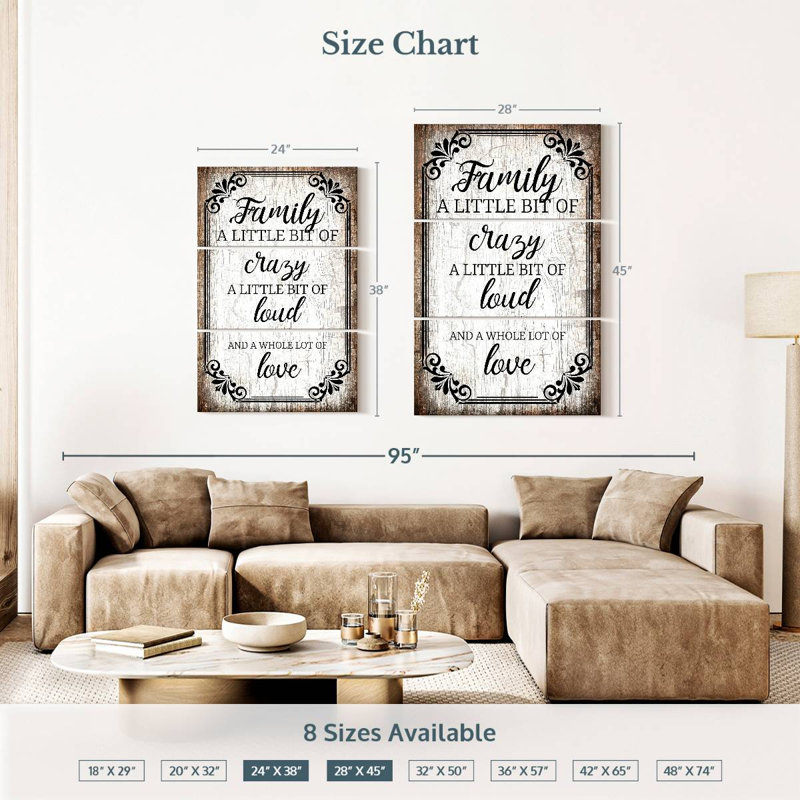 «Family Love Quote II», reproduction sur toile, H 38 po x l 24 po x P 1,25 po