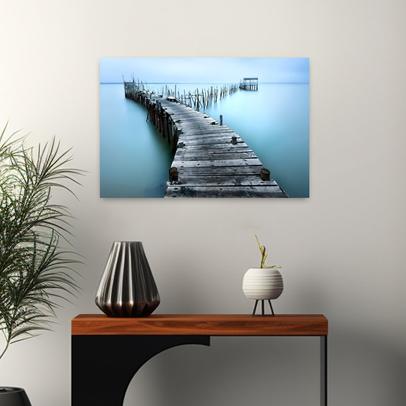 Art contemporain, paysage côtier abstrait dramatique, H 16 po x l 24 po
