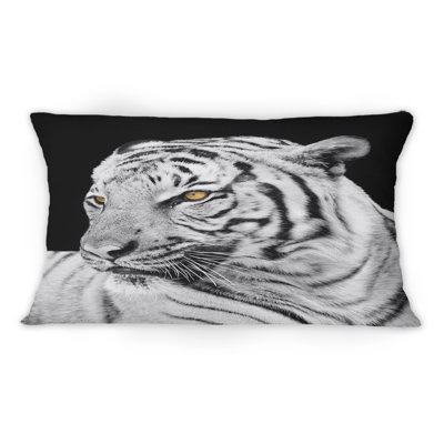 Portrait d'un tigre blanc II - coussin décoratif traditionnel imprimé 1