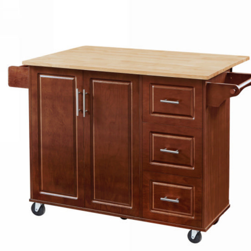 Table de 54 po avec 3 tiroirs et tablettes, Brun